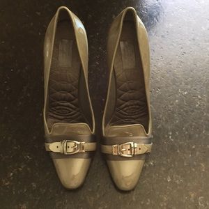 Gucci Gray and Black with Buckle Pumps